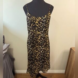 Vintage 90s Leopard Print Beaded Dress
